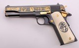 COLT 1911 AMERICA REMEMBERS VIETNAM WAR 50TH ANNIVERSARY 5" BBL GOLD/BLUE ENGRAVED 115/500 W/ PRES CASE & ORIG BOX .45 ACP 500 MADE - 4 of 15