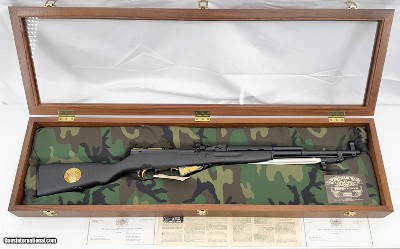 AMERICAN HISTORICAL FOUNDATION RUSSIAN SKS VIETNAM WAR TROPHY EDITION GOLD INLAY/ENGRAVED 1 OF 1500 W/ GLASS CAMO DISPLAY CASE & ORIGINAL SKS BOX