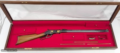 HENRY 1860 AMERICAN HISTORICAL FOUNDATION GREAT STATE OF MINNESOTA 10,000 LAKES STAR OF THE NORTH GOLD INLAY/ENGRAVED 2 OF 2 W/ GLASS PRES CASE .44-40