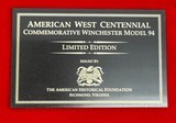 WINCHESTER AMERICAN HISTORICAL FOUNDATION RANGER MUSEUM AMERICAN WEST CENTENNIAL COMMEMORATIVE NUMBER 61/250 GOLD INLAY & ENGRAVED W/ PRES CASE .30-30 - 2 of 22