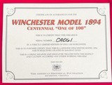 WINCHESTER AMERICAN HISTORICAL FOUNDATION CENTENNIAL 94 GRADE I GOLD INLAY & ENGRAVED 61/100 W/ GLASS PRES CASE & ORIG BOX & AMMO .30-30 WIN - 5 of 25