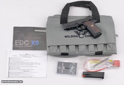 WILSON COMBAT EDC X9 SEMI AUTO 9MM W/ FACTORY GREY CASE, PAPERS, TEST TARGET, 2 MAGS, & MANUAL FULL PACKAGE