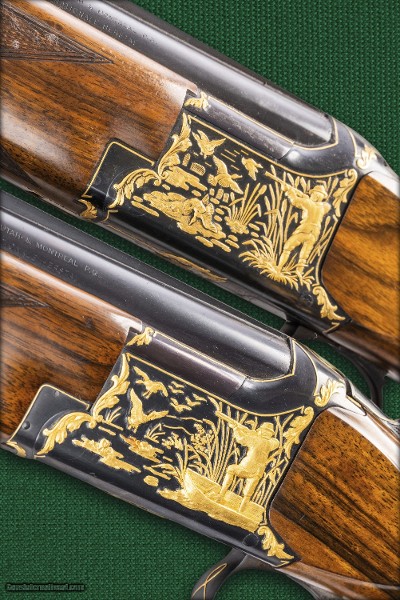 couple Browning FCS 25 shotguns with gold engraving, Fabrique Nationale Herstal S.A. Belgium, 1984 - Image 7 of 15