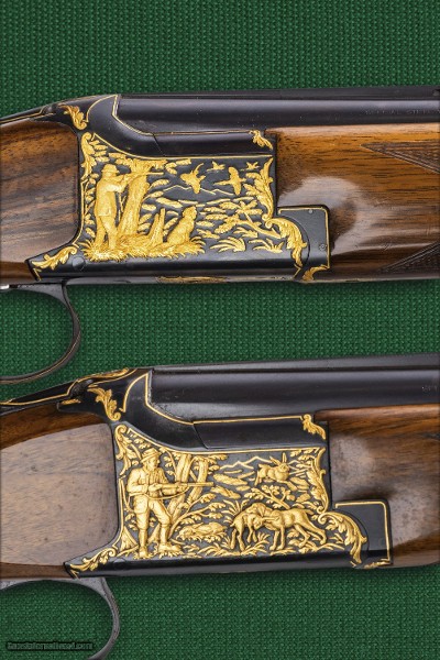 couple Browning FCS 25 shotguns with gold engraving, Fabrique Nationale Herstal S.A. Belgium, 1984 - Image 9 of 15