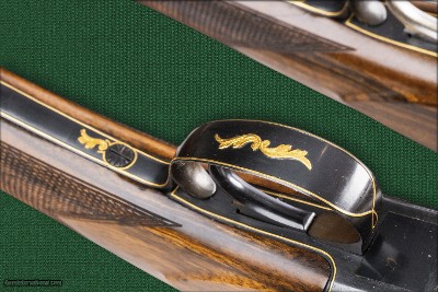couple Browning FCS 25 shotguns with gold engraving, Fabrique Nationale Herstal S.A. Belgium, 1984 - Image 14 of 15
