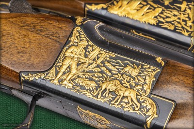 couple Browning FCS 25 shotguns with gold engraving, Fabrique Nationale Herstal S.A. Belgium, 1984 - Image 10 of 15