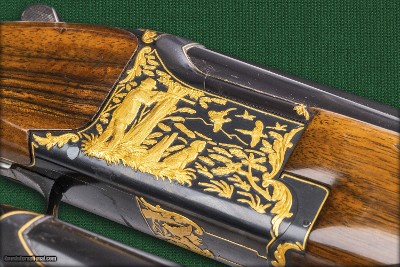 couple Browning FCS 25 shotguns with gold engraving, Fabrique Nationale Herstal S.A. Belgium, 1984 - Image 11 of 15