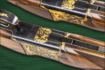 couple Browning FCS 25 shotguns with gold engraving, Fabrique Nationale Herstal S.A. Belgium, 1984 - Image 12 of 15