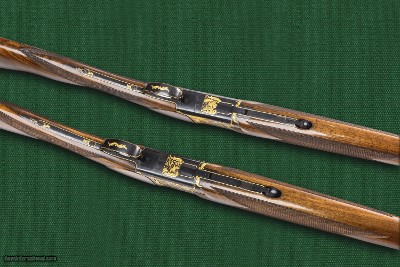 couple Browning FCS 25 shotguns with gold engraving, Fabrique Nationale Herstal S.A. Belgium, 1984 - Image 6 of 15