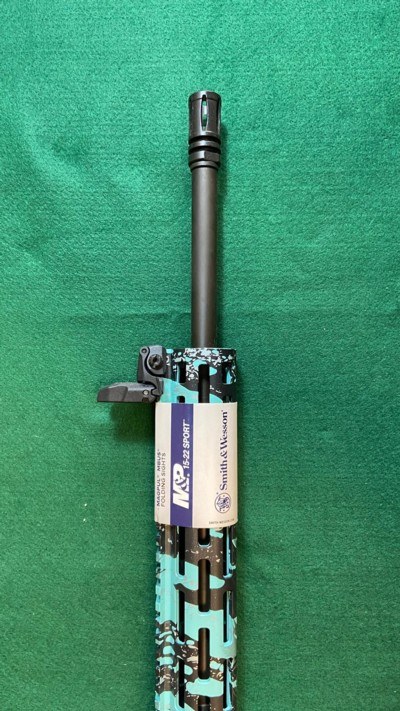 S&W M&P Model 15-22.22Cal LR in Robins Egg Blue Camo Platinum Finish - Image 4 of 13