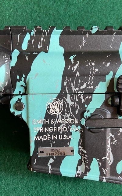 S&W M&P Model 15-22.22Cal LR in Robins Egg Blue Camo Platinum Finish - Image 8 of 13