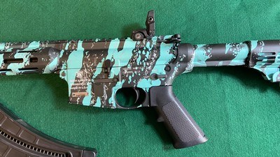 S&W M&P Model 15-22.22Cal LR in Robins Egg Blue Camo Platinum Finish - Image 11 of 13
