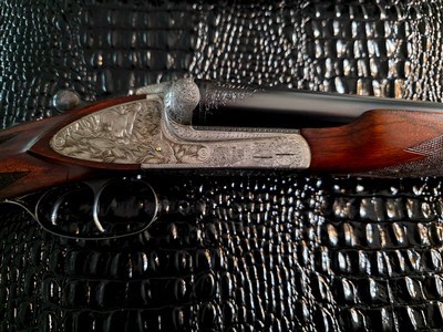 SIMSON SUHL THURINGENSIDE PLATE 12 GA. SXS WITHDEEP RELIEF HAND ENGRAVING - Image 6 of 20