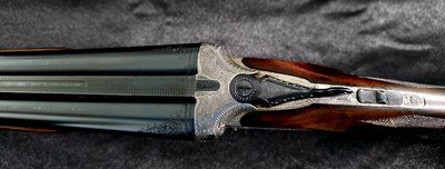 SIMSON SUHL THURINGENSIDE PLATE 12 GA. SXS WITHDEEP RELIEF HAND ENGRAVING