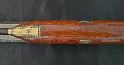 UNIQUE ANTIQUE OCTAGON BARRELED SXS SPORTING CAPE MUZZLE LOADER WITH HAMMER SAFETY MECHANISM - Image 12 of 20