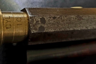 UNIQUE ANTIQUE OCTAGON BARRELED SXS SPORTING CAPE MUZZLE LOADER WITH HAMMER SAFETY MECHANISM - Image 19 of 20