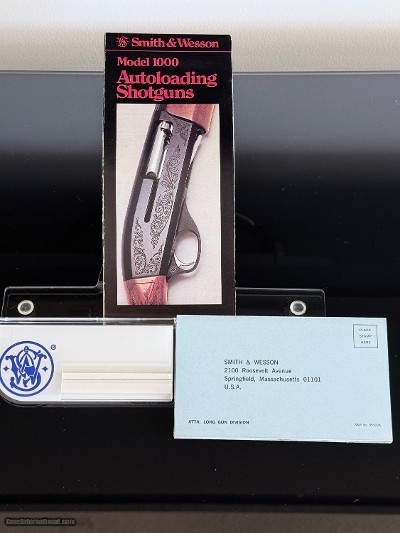 SMITH AND WESSON COLLECTOR FACTORY MODEL 1000 SHOTGUN BROCHURE AND WARRANTY CIRCA 1976