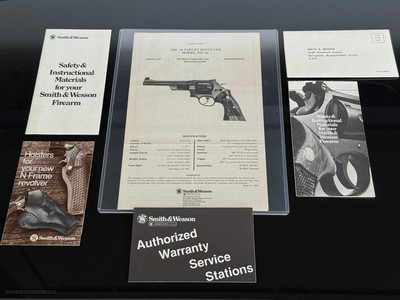 SMITH AND WESSON MODEL 24 1950 TARGET REVOLVER ORIGINAL MANUAL AND DOCUMENTS
