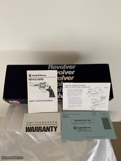SMITH AND WESSON MODEL 29 REVOLVER FACTORY BOX WITH FULL DOCUMENTATION 8 INCH BARREL