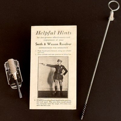 SMITH AND WESSON K22
* PRE WAR /POST WAR HELPFUL HINTS MANUAL*9 ROW NICKEL SIGHT TOOL* 22 CALIBER BORE BRUSH
