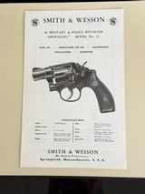 SMITH AND WESSON MODEL 12 AIR WEIGHT REVOLVER * UNCIRCULATED * NEVER FOLDED * FACTORY ORIGINAL MANUAL AND PARTS LIST