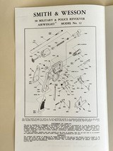 SMITH AND WESSON MODEL 12 AIR WEIGHT REVOLVER * UNCIRCULATED * NEVER FOLDED * FACTORY ORIGINAL MANUAL AND PARTS LIST - 3 of 11