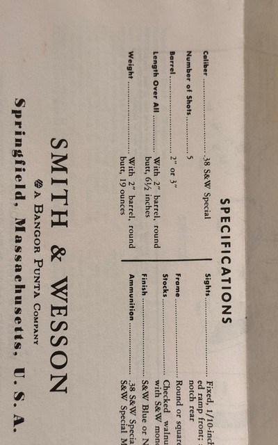 SMITH AND WESSON CHIEFS SPECIAL MODEL 36 NICKEL BOX AND MANUAL - Image 11 of 14