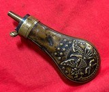 Small Antique Colt Pocket Pistol Powder Flask with Eagle, Shield, Stars, Crossed Pistols, E. Pluribus Unum Banner, Dixon & Sons Spout - 5 of 10