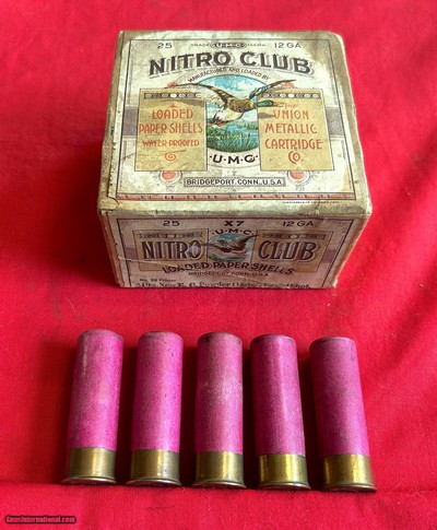 Super Scarce! U.M.C. Nitro Club Flying Mallard Duck Shot Shell Box & Original Cartridges!