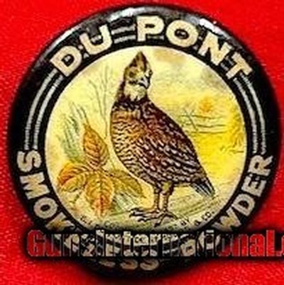 DU PONT SMOKELESS POWDER Quail Pinback Button Copyright 1897 E.I. DuPont De Nemours