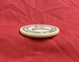 RARE!! Antique 1800's Old West Poker Chip w/ Hand Scrimshaw Floral Motif Design - 3 of 3