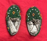 Exceptional Pair of Vintage Plains-Style Native American Beaded Hide Children’s Moccasins - Image 1 of 6