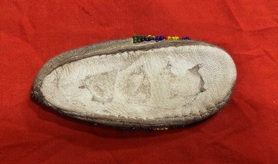 Exceptional Pair of Vintage Plains-Style Native American Beaded Hide Children’s Moccasins - Image 6 of 6