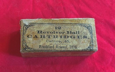 1875 Frankford Arsenal .45 Colt & Schofield Partial Box & Cartridges - Scarce! - Image 1 of 4