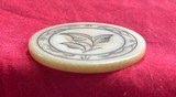 RARE!! Antique 1800's Old West Poker Chip w/ Hand Scrimshawed Floral Design - Image 3 of 3