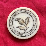 RARE!! Antique 1800's Old West Poker Chip w/ Hand Scrimshawed Floral Design - Image 1 of 3