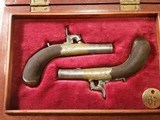 Pair of John Clough, Bath England, Cased Muff Pistols, Approximately 38 Caliber. - 1 of 5