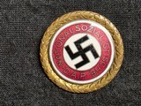 WW2 German NSDAP Golden Party Badge Large 30MM - 1 of 2