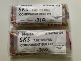 2 Packages New 100 Ea SKS 7.62 123 Gr. FMJ .310 Diameter