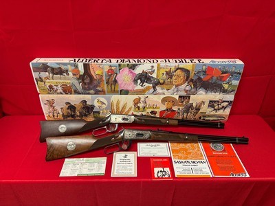 Winchester Matched Serial Set – Alberta & Saskatchewan Diamond Jubilee Model 94s – New Old Stock - Image 1 of 21