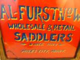 Ultra Rare Circa 1890's Al Furstnow Saddlers / Holsters Reverse Painted Glass Store Sign - 2 of 3