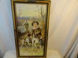1897 Litho Father and Son with Dogs Bird Hunting- Original Frame - 1 of 3