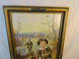 1897 Litho Father and Son with Dogs Bird Hunting- Original Frame - 2 of 3