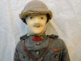 1914-1918 Papier Mache French Soldier Doll, WW1 uniform- Cloth Body 14