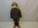 1914-1918 Papier Mache French Soldier Doll, WW1 uniform- Cloth Body 14