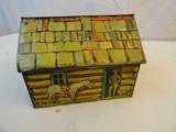 1880's Embossed Cowboy Ranch House Biscuit Tin - England - 1 of 4