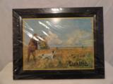 Minty Framed 1920's Duxback Hunting Pressed Tin Sign- Pheasant Hunting - 1 of 2