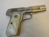 High Condition Colt Model 1908 .380 Nickel/ Fat Medallion Factory Pearls - 1 of 7