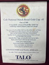 Colt National Match Royal Gold Cup .45 ACP — TALO Exclusive 1 of 300 — NMR122 — Royal Blue 1911 w/ Burl Display Case - Image 4 of 19