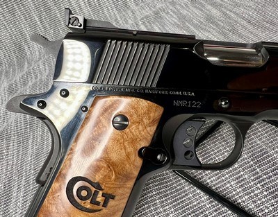 Colt National Match Royal Gold Cup .45 ACP — TALO Exclusive 1 of 300 — NMR122 — Royal Blue 1911 w/ Burl Display Case - Image 8 of 19